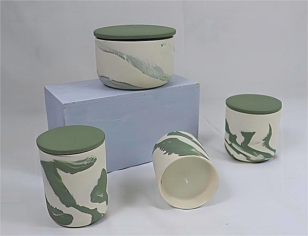 Naturalis Green Marbled Ceramic Candle Jars: Artificium Artificialis Meets Naturae Hues – A Win for Domus Enthusiastae & B2B Socii