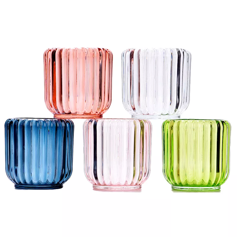 7oz Vertical Striata Glass Candle Holder