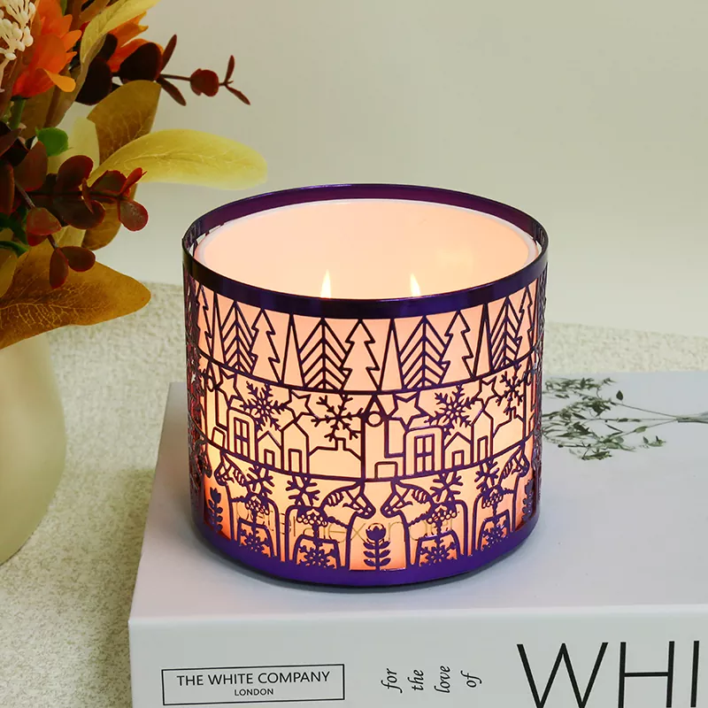 Festivitas-Themed Metal Ceramic Candle Holders